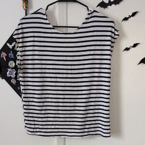 Green Envelope Striped Navy & White Loose  Women’s Top